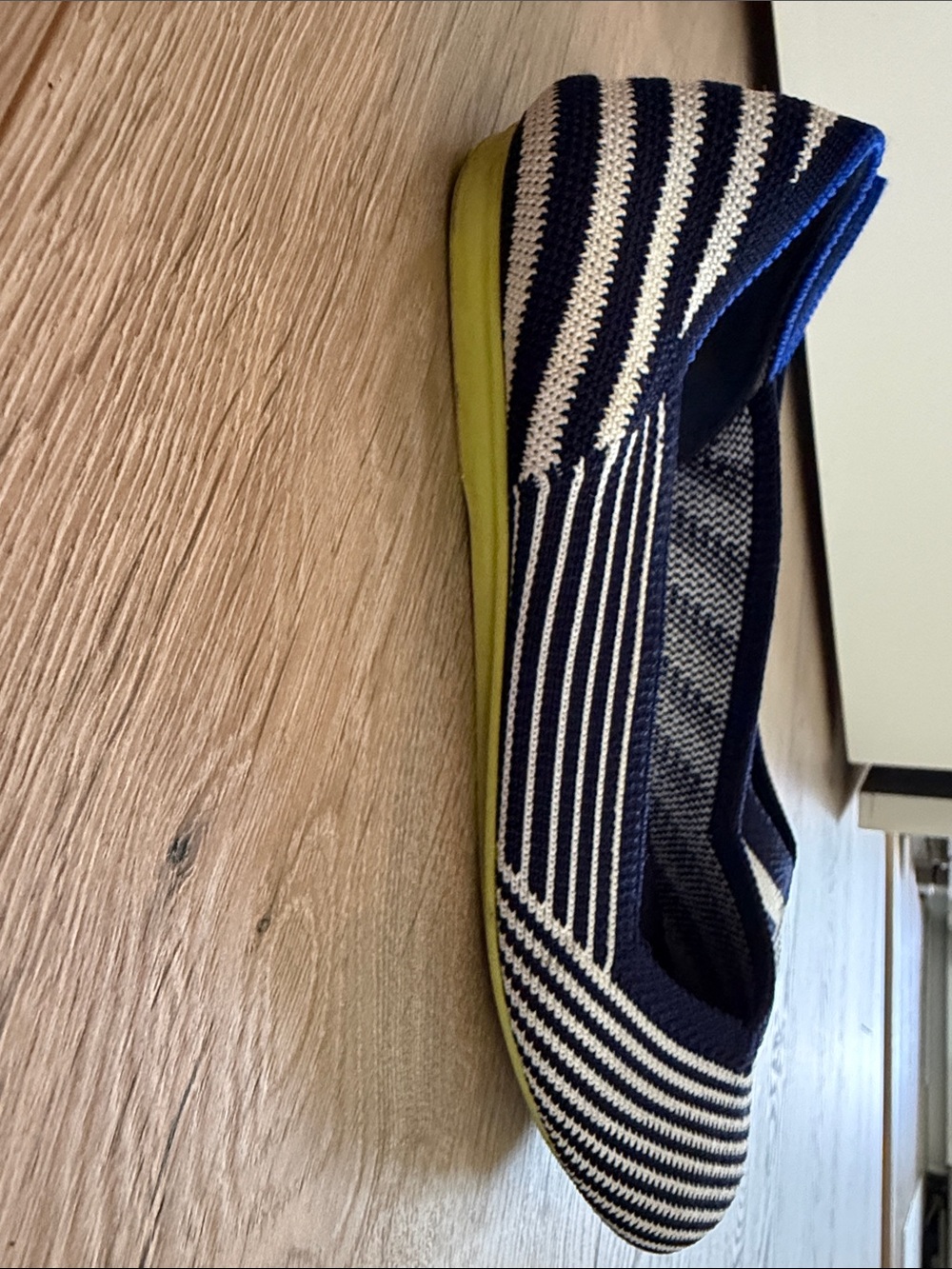 Rothy’s navy & white flat w/lime sole - Picture 3 of 6
